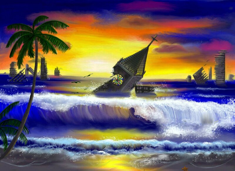 Sunken Church in Ocean