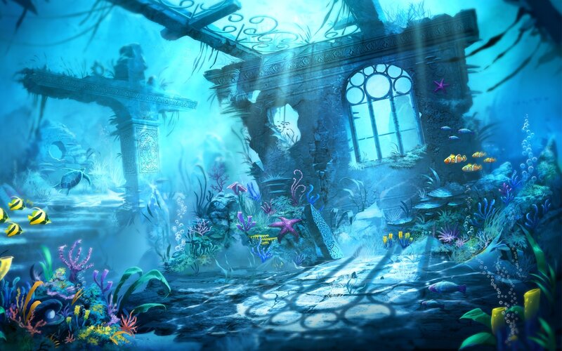 Sunken Ruins Underwater