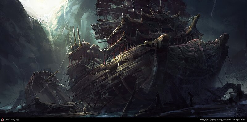 Sunken Ship in Cave — Dark Gray