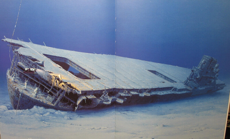Sunken ship on ocean floor