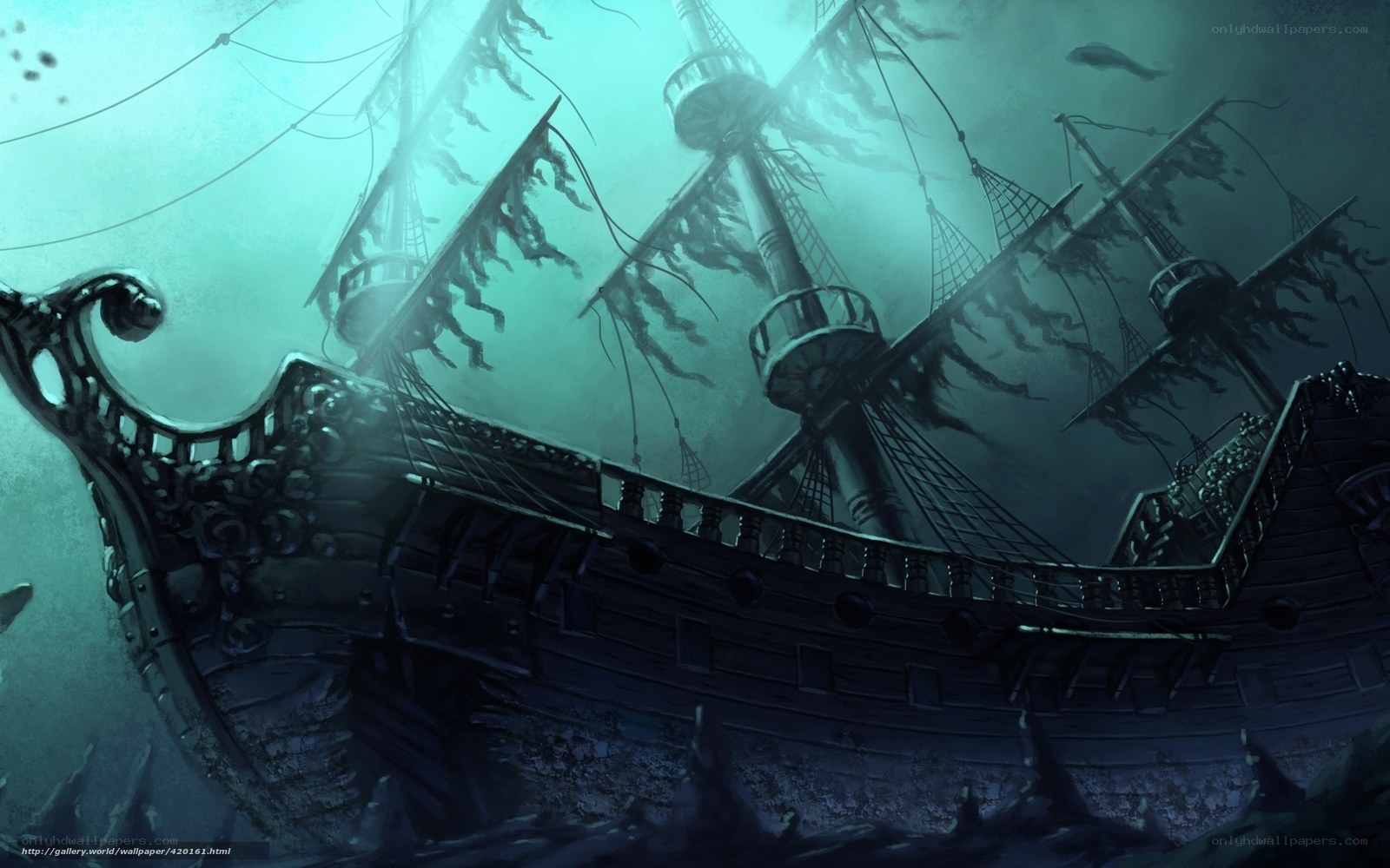 Sunken ship underwater