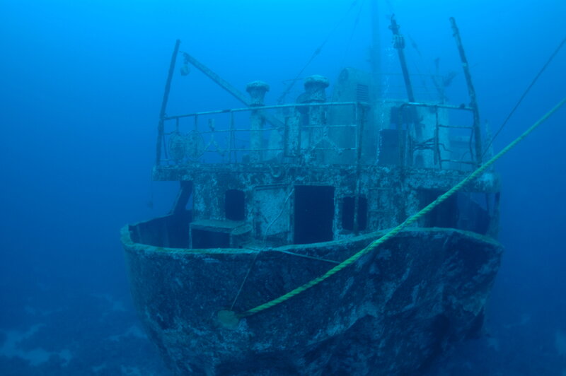 Sunken ship underwater
