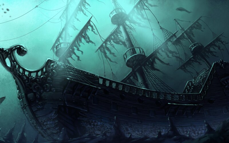 Sunken Ship Underwater — Teal