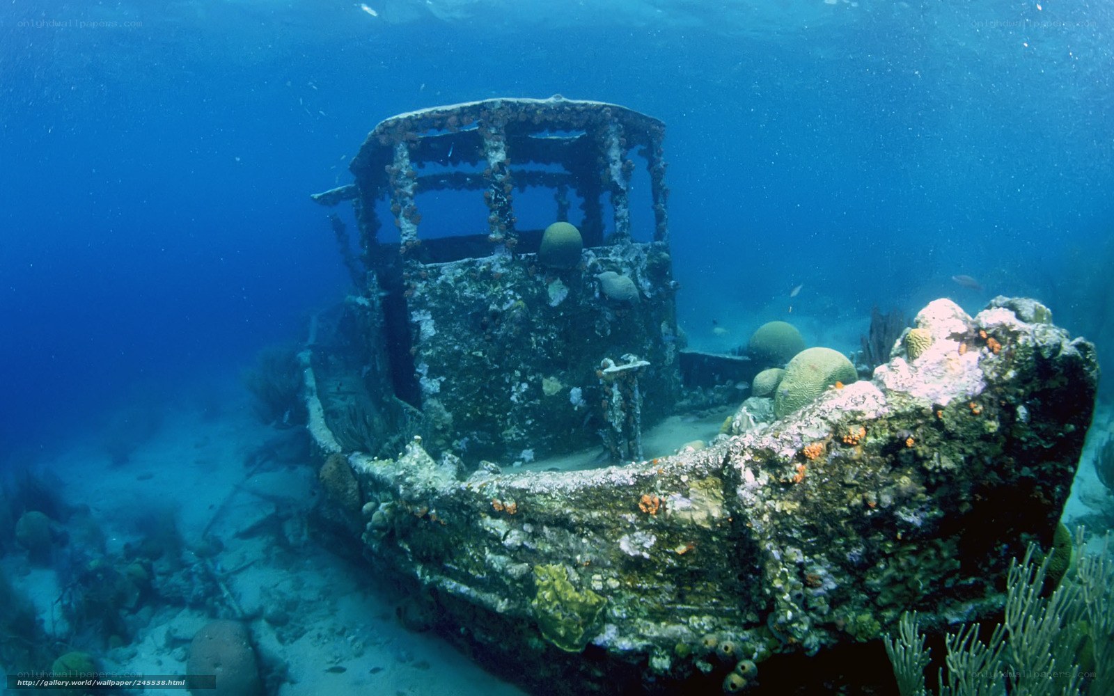 Sunken ship underwater