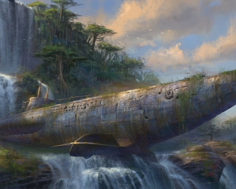 Sunken Submarine in Jungle