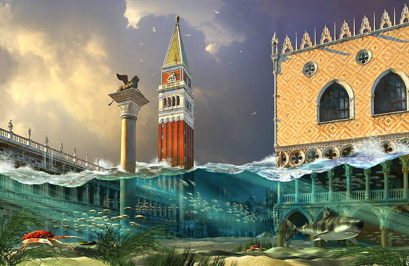 Sunken Venetian Buildings — Blue
