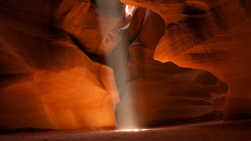 Sunlight Beam in Canyon — Orange
