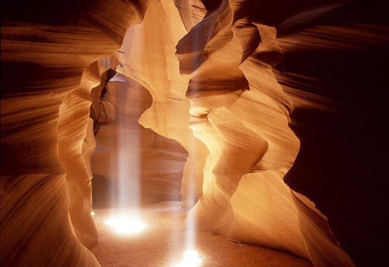 Sunlight Beams in Canyon — Brown