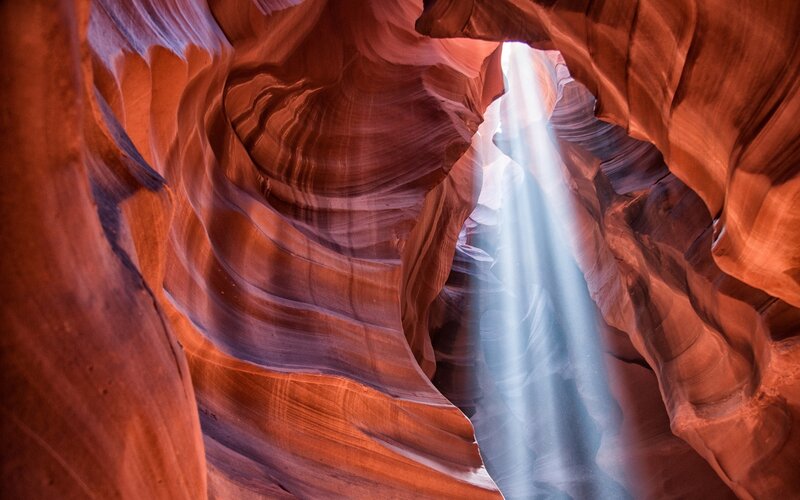 Sunlight beams in canyon