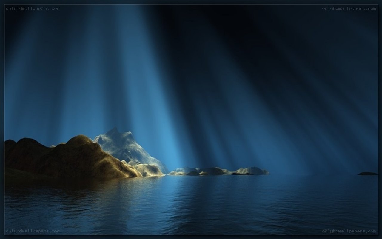 Sunlight beams over ocean islands