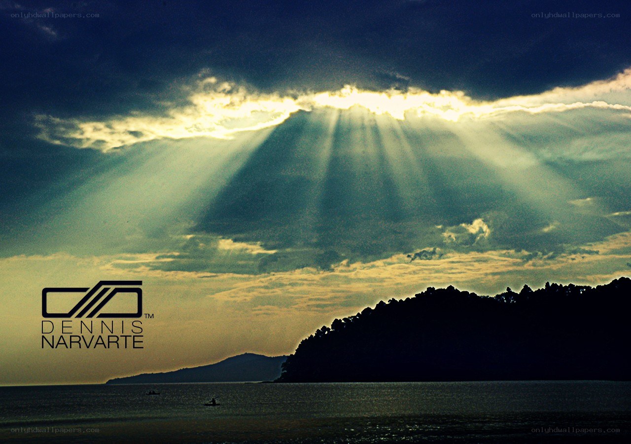 Sunlight beams over the sea