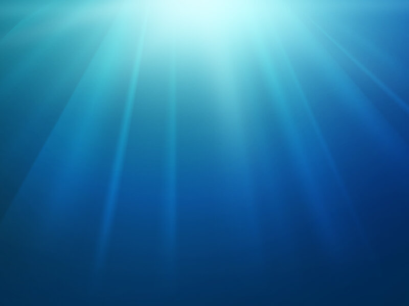 Sunlight Beams Underwater — Blue, Serene, Digital Art, Rays, Water