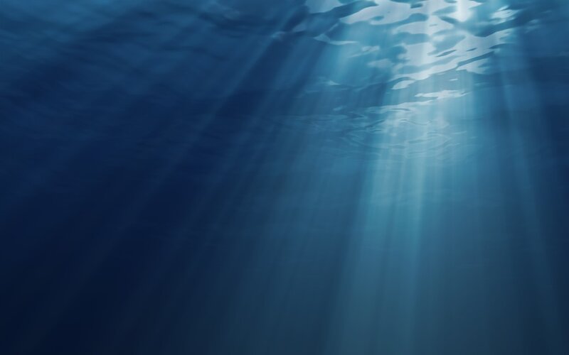 Sunlight Beams Underwater — Blue, Serene, Photograph
