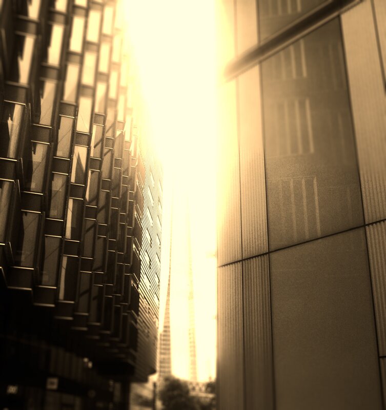Sunlight between skyscrapers