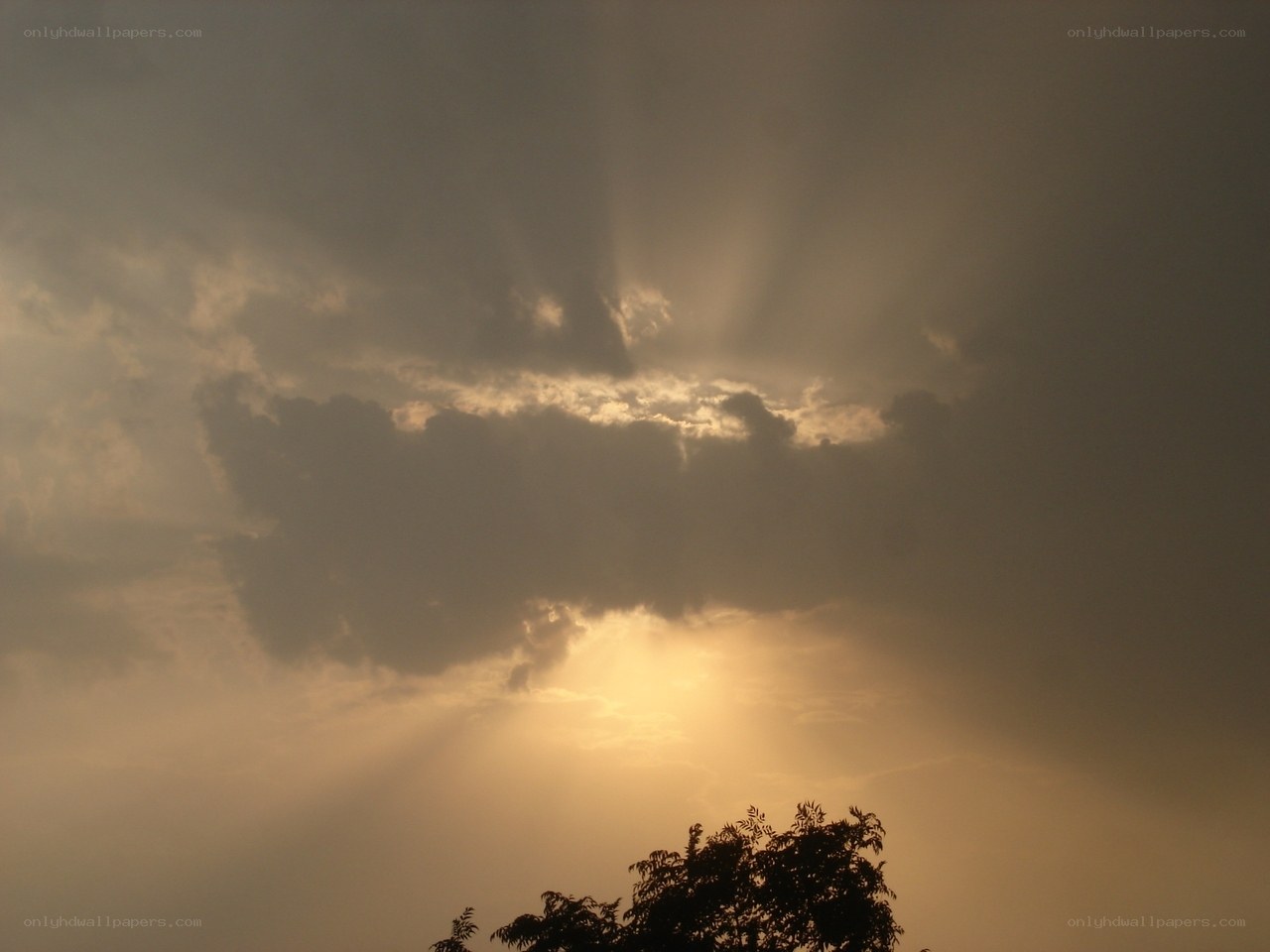 Sunlight breaking through clouds