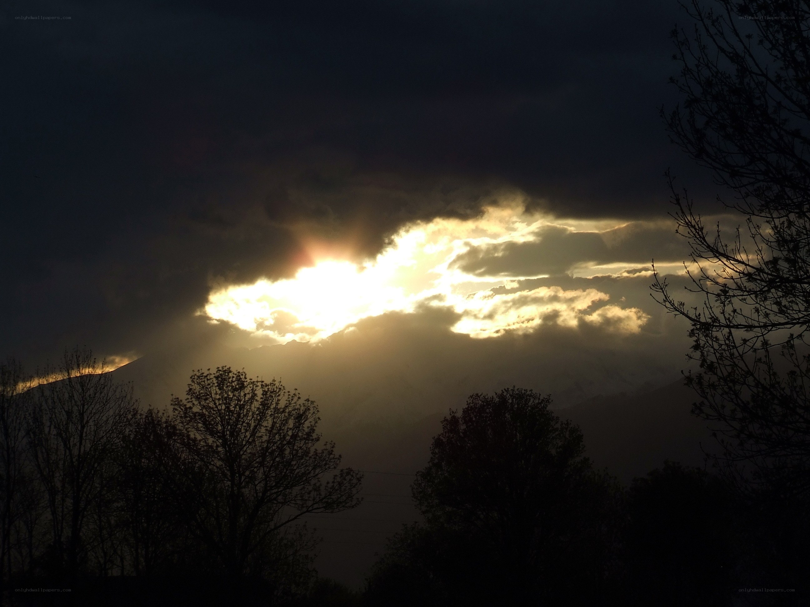 Sunlight breaking through clouds