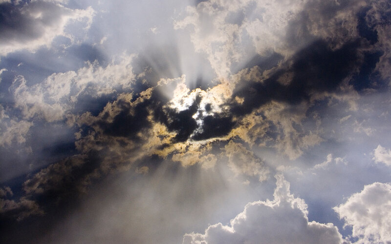 Sunlight breaking through clouds