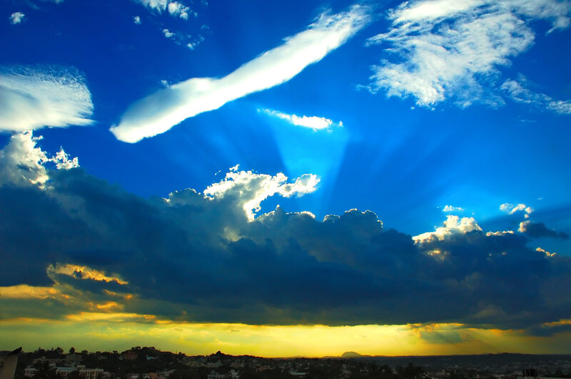 Sunlight breaking through clouds