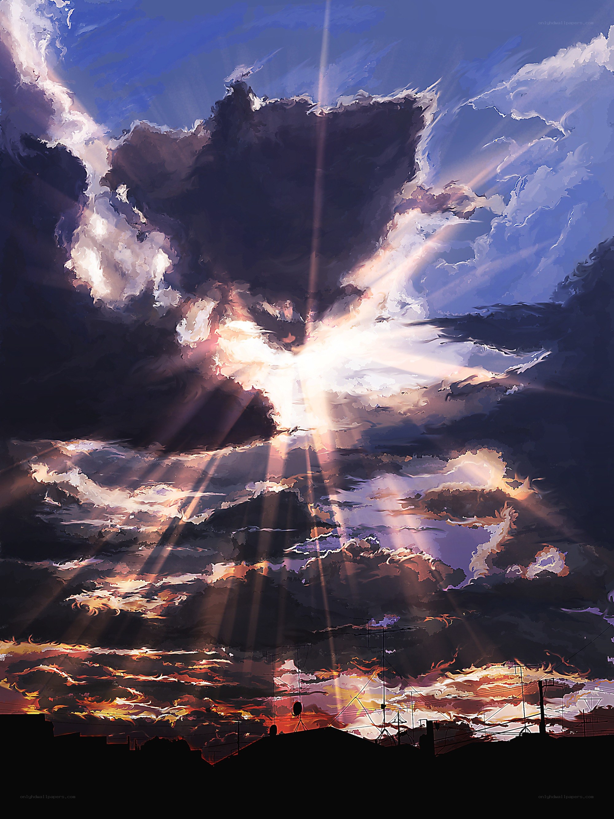 Sunlight breaking through clouds