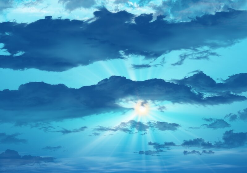 Sunlight breaking through clouds