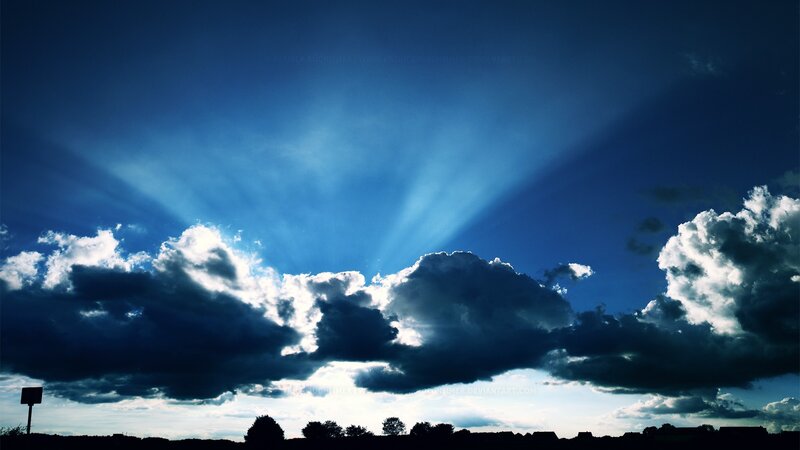 Sunlight breaking through clouds