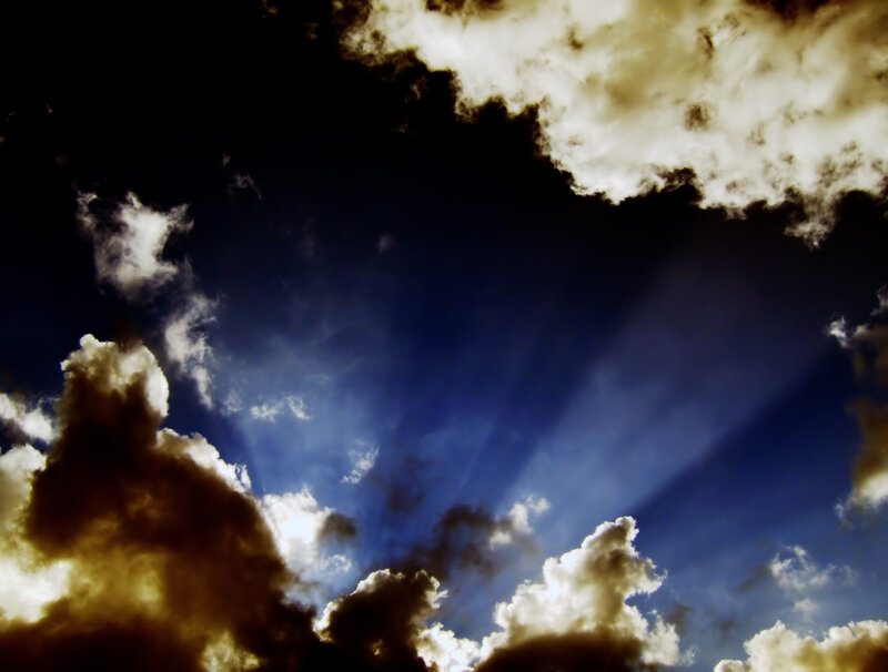 Sunlight breaking through clouds