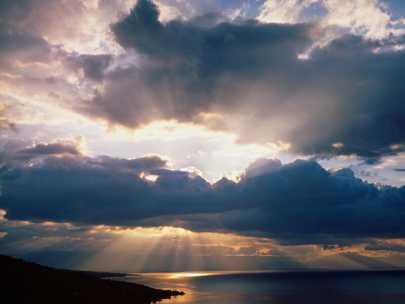 Sunlight breaking through clouds
