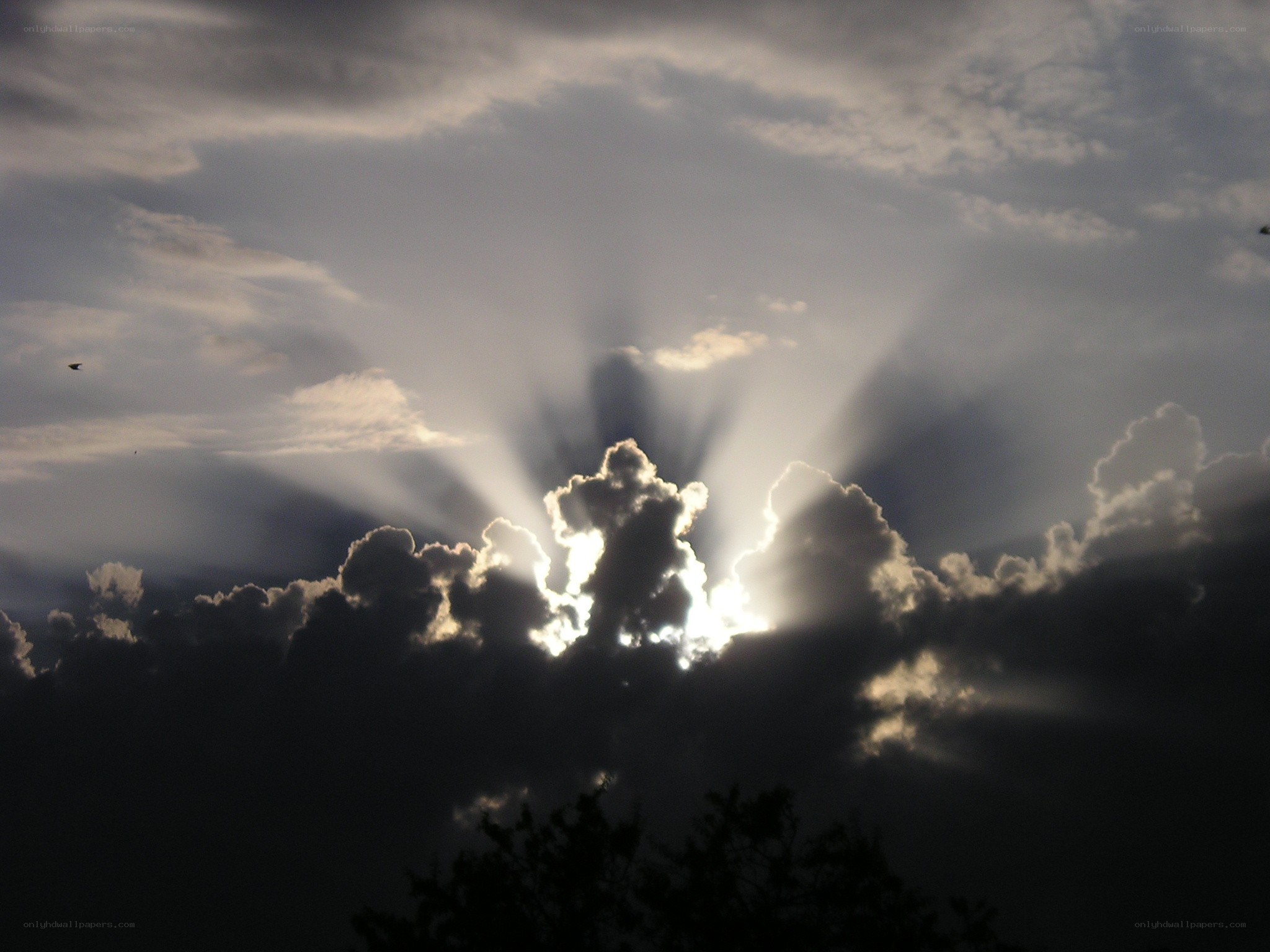 Sunlight breaking through clouds