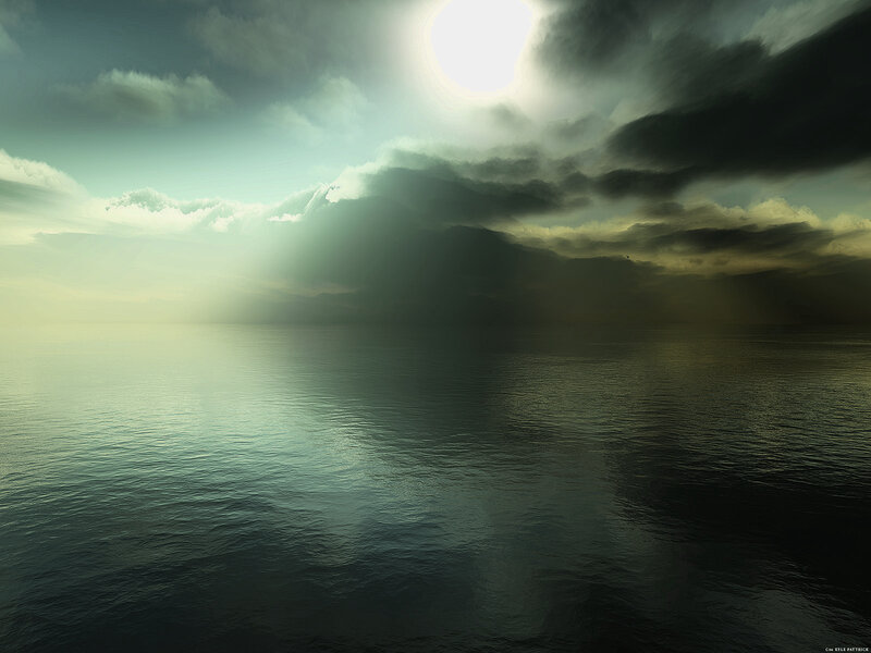 Sunlight breaking through storm clouds