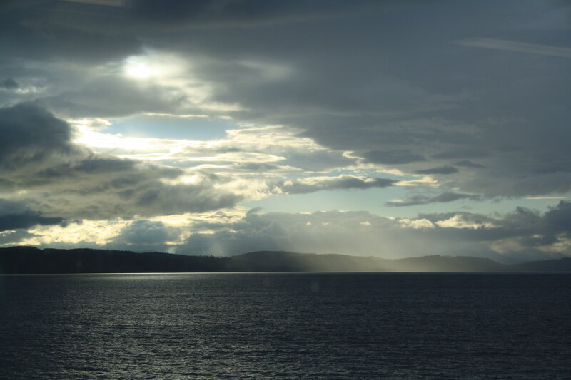 Sunlight breaking through storm clouds