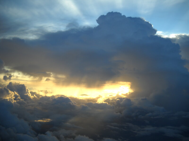Sunlight breaking through storm clouds