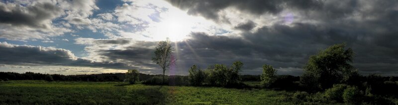Sunlight breaking through storm clouds