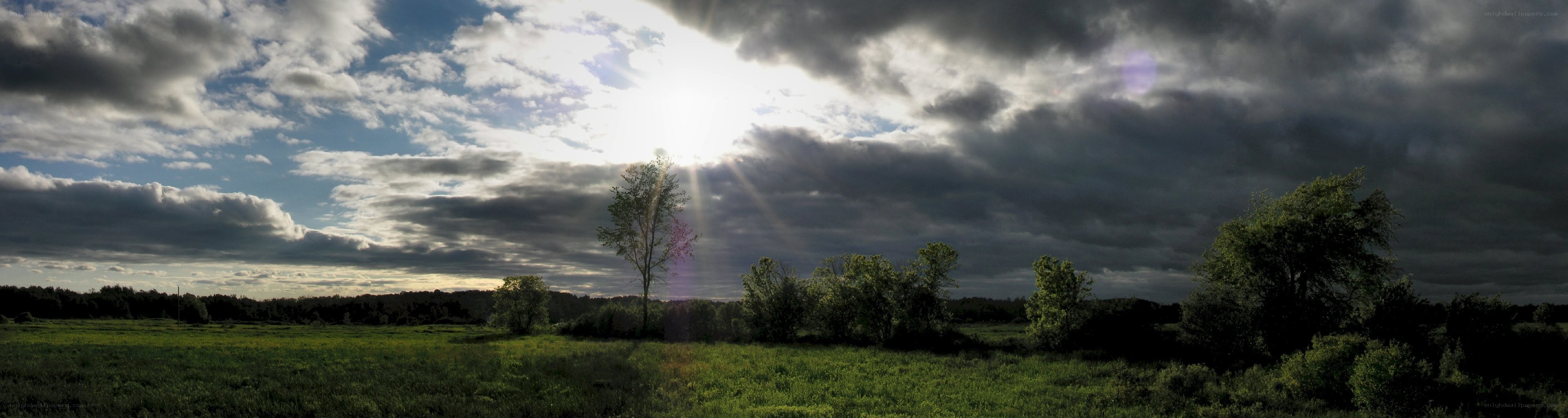 Sunlight breaking through storm clouds