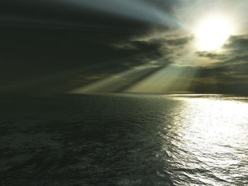 Sunlight breaking through storm clouds