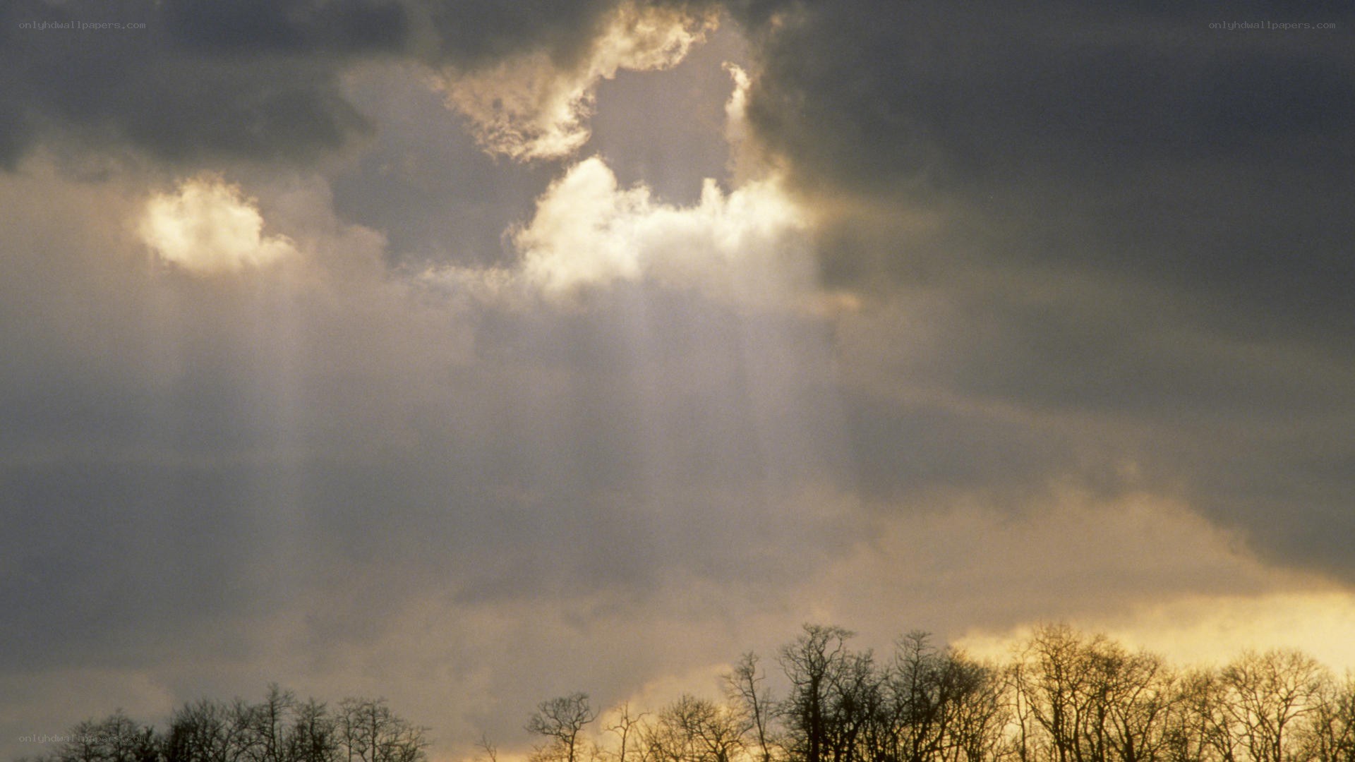 Sunlight breaking through storm clouds