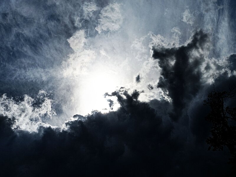 Sunlight breaking through storm clouds