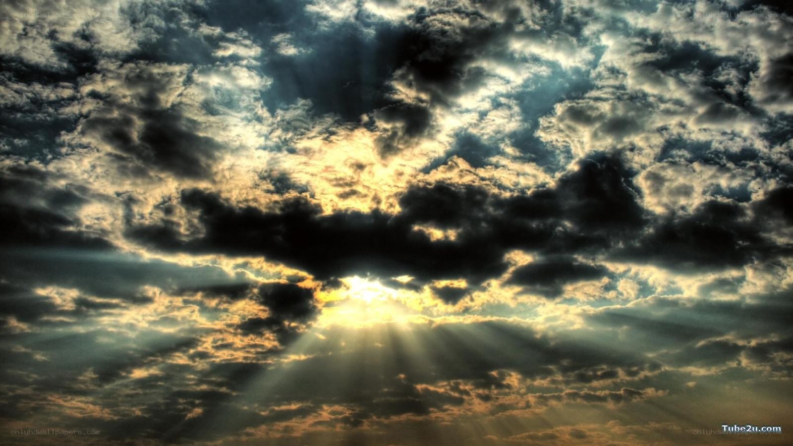 Sunlight breaking through storm clouds