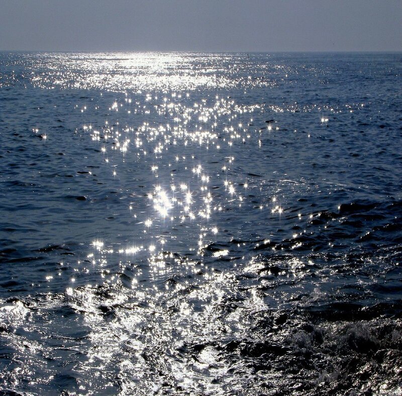 Sunlight glinting on ocean waves