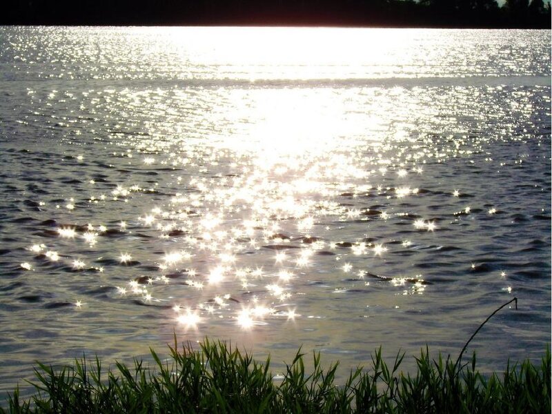 Sunlight glinting on water