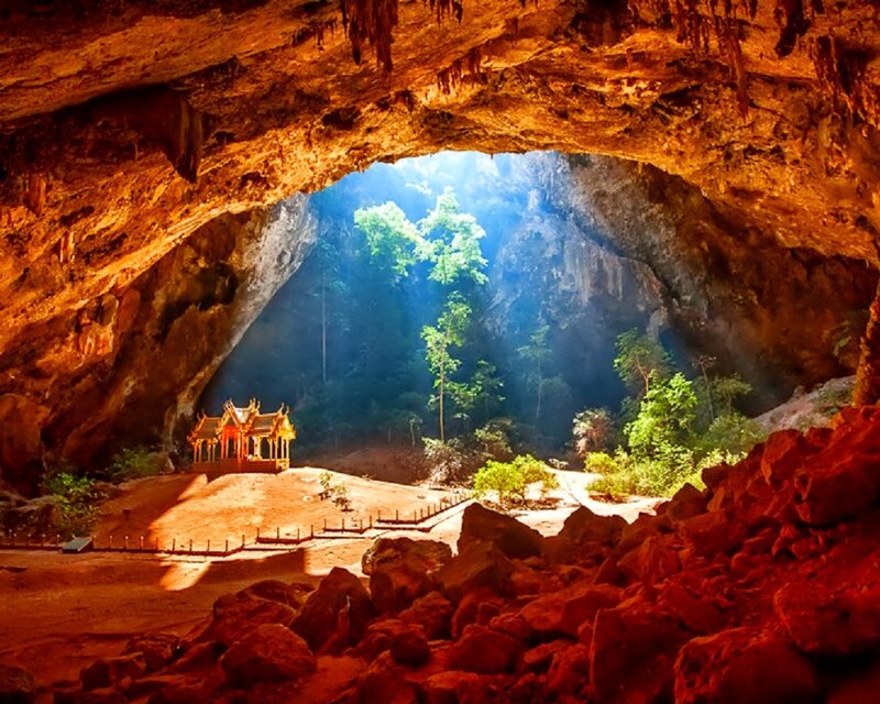 Sunlight in a cave temple