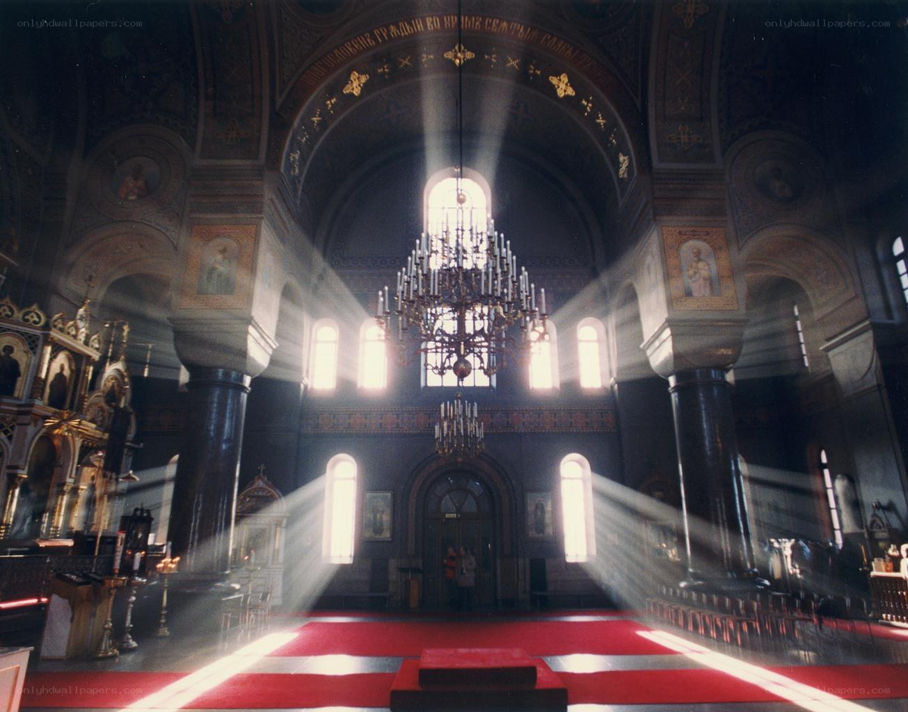 Sunlight in a church interior