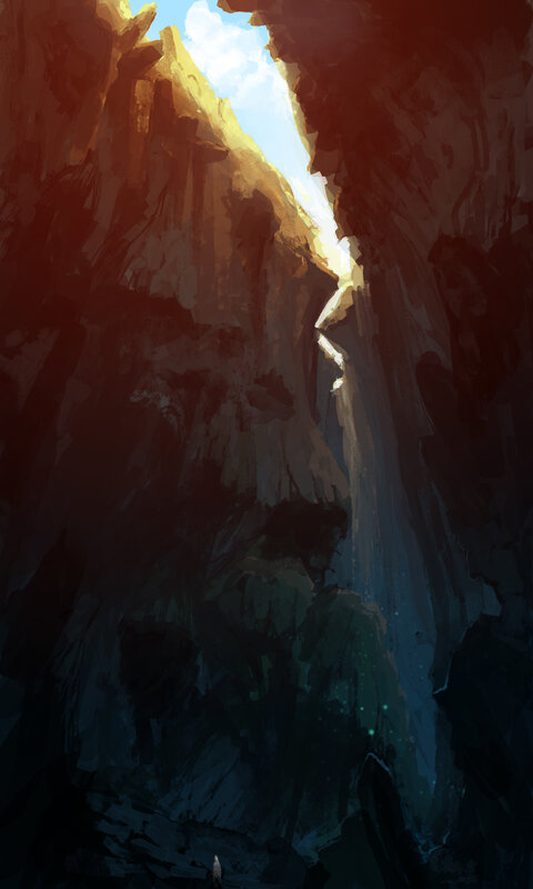 Sunlight in a deep canyon