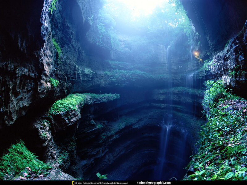 Sunlight in a deep canyon