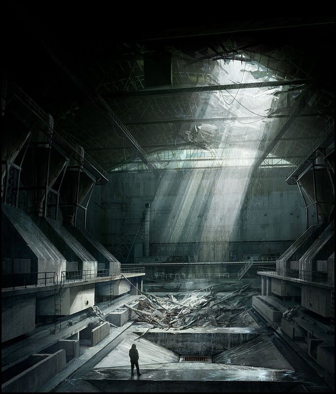 Sunlight in a ruined factory