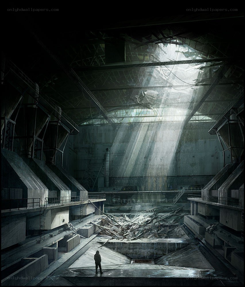 Sunlight in a ruined factory
