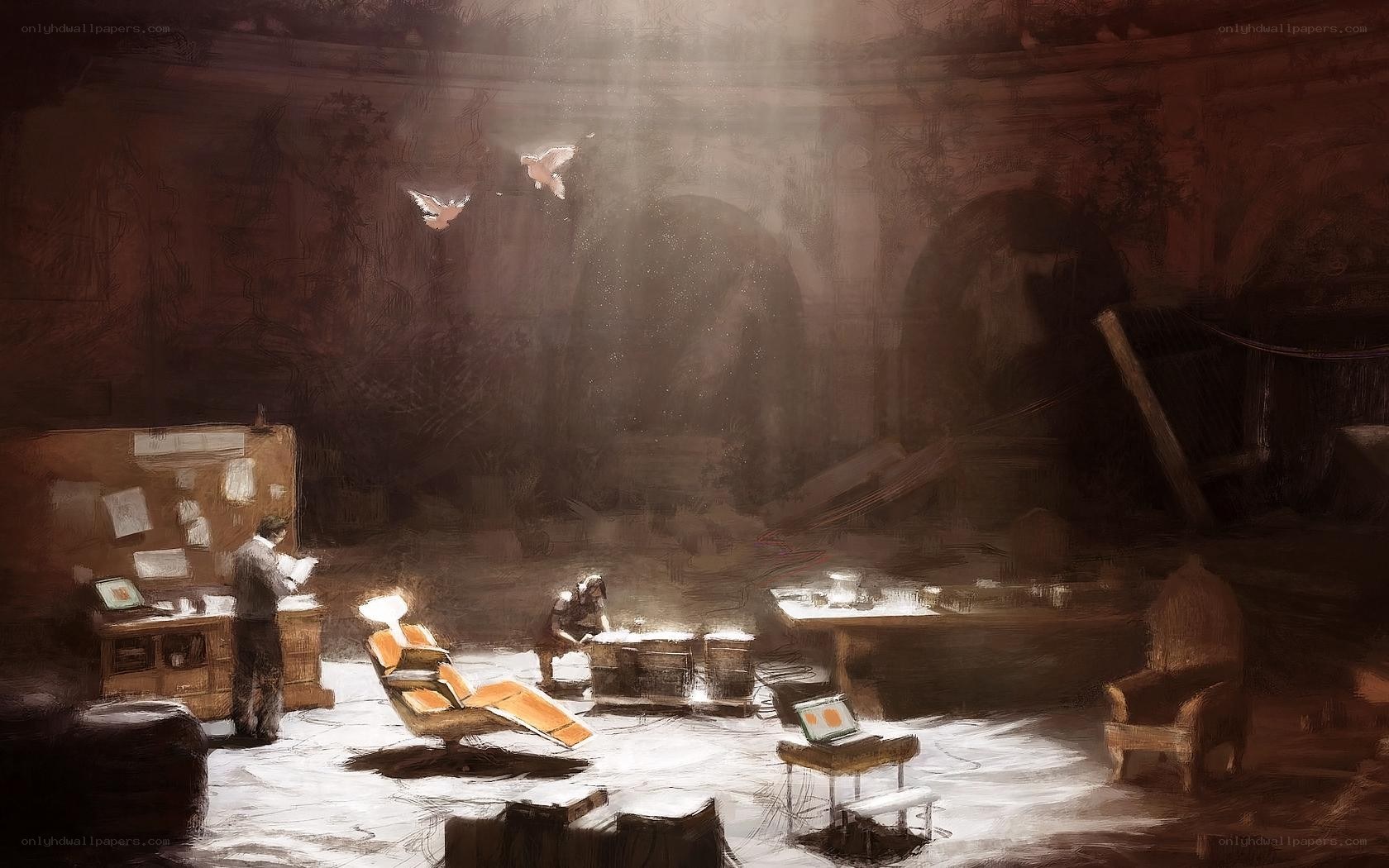 Sunlight in a ruined hall