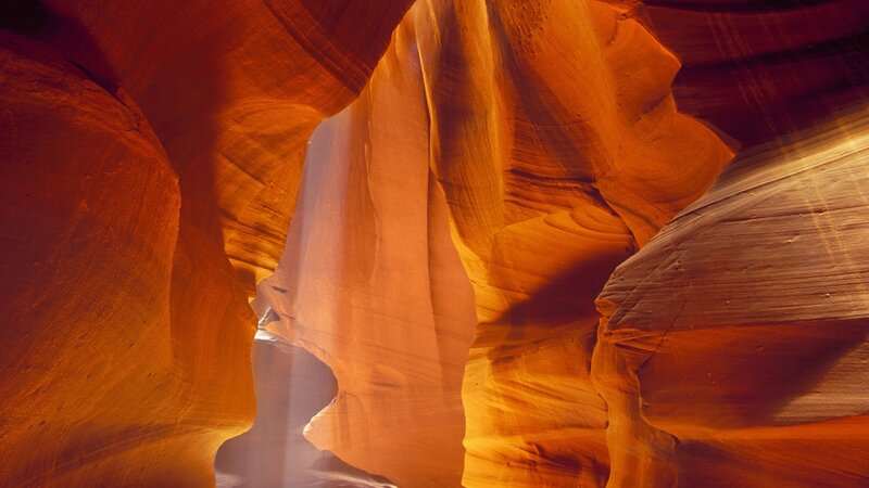 Sunlight in a sandstone canyon