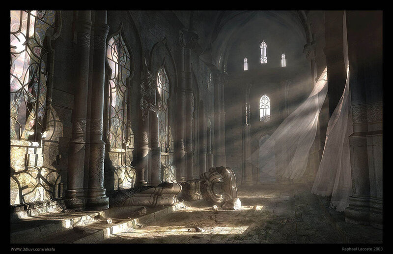 Sunlight in an ancient cathedral