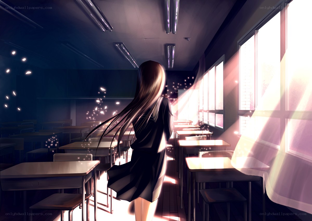 Sunlight in an empty classroom