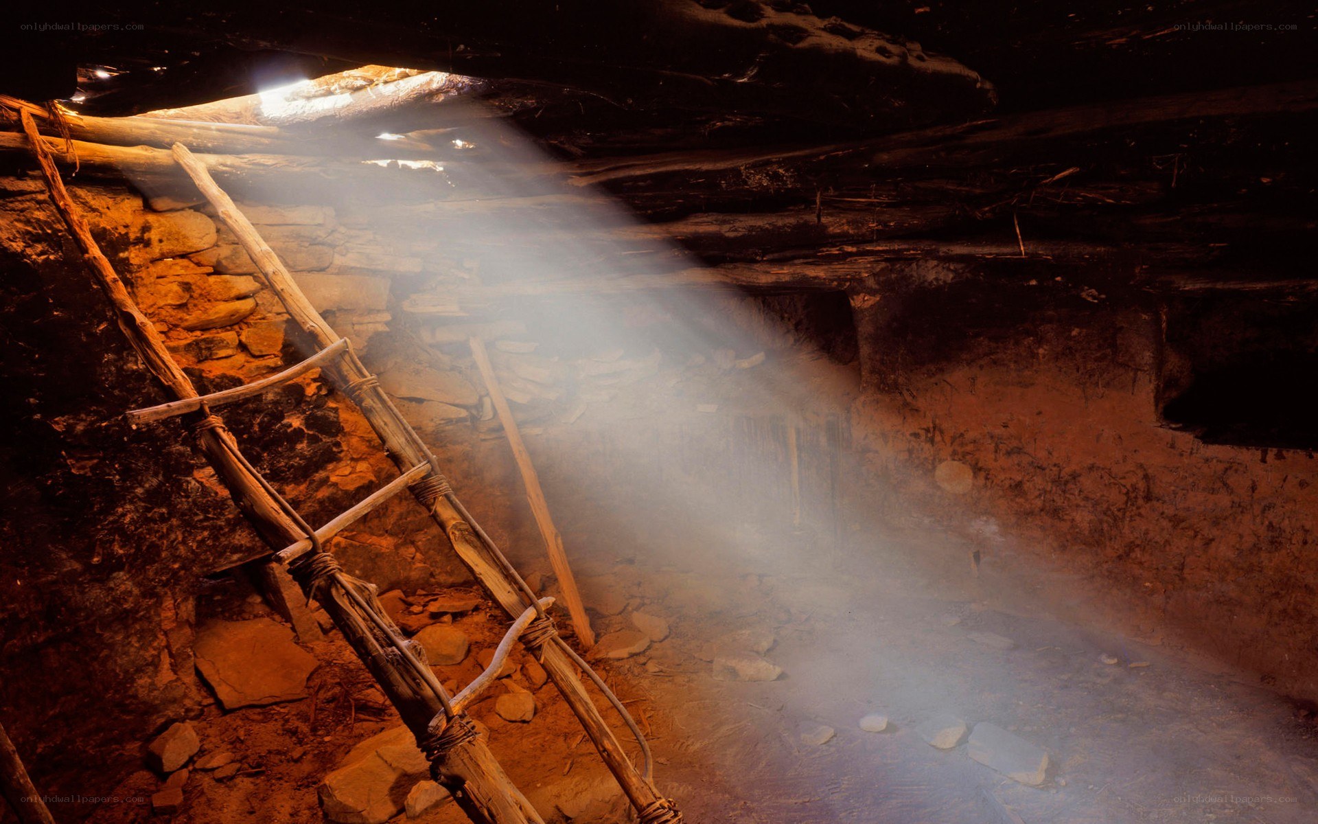 Sunlight in ancient cave dwelling